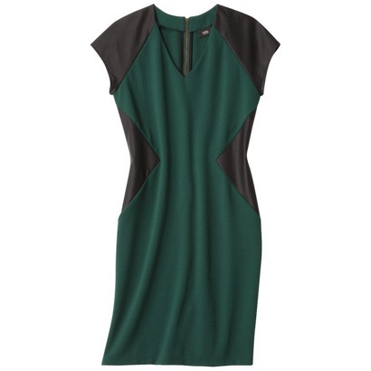 Green Dress wiht Leather Accents